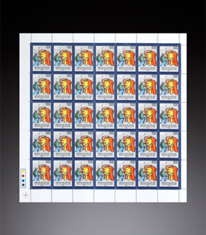 stamp design and tag line: <em>Love and Care for our Elders</em>—a commemorative stamp celebrating the older generation